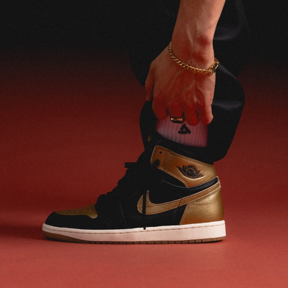 Jordan Air Mid SE Black and Metallic Gold Sneakers